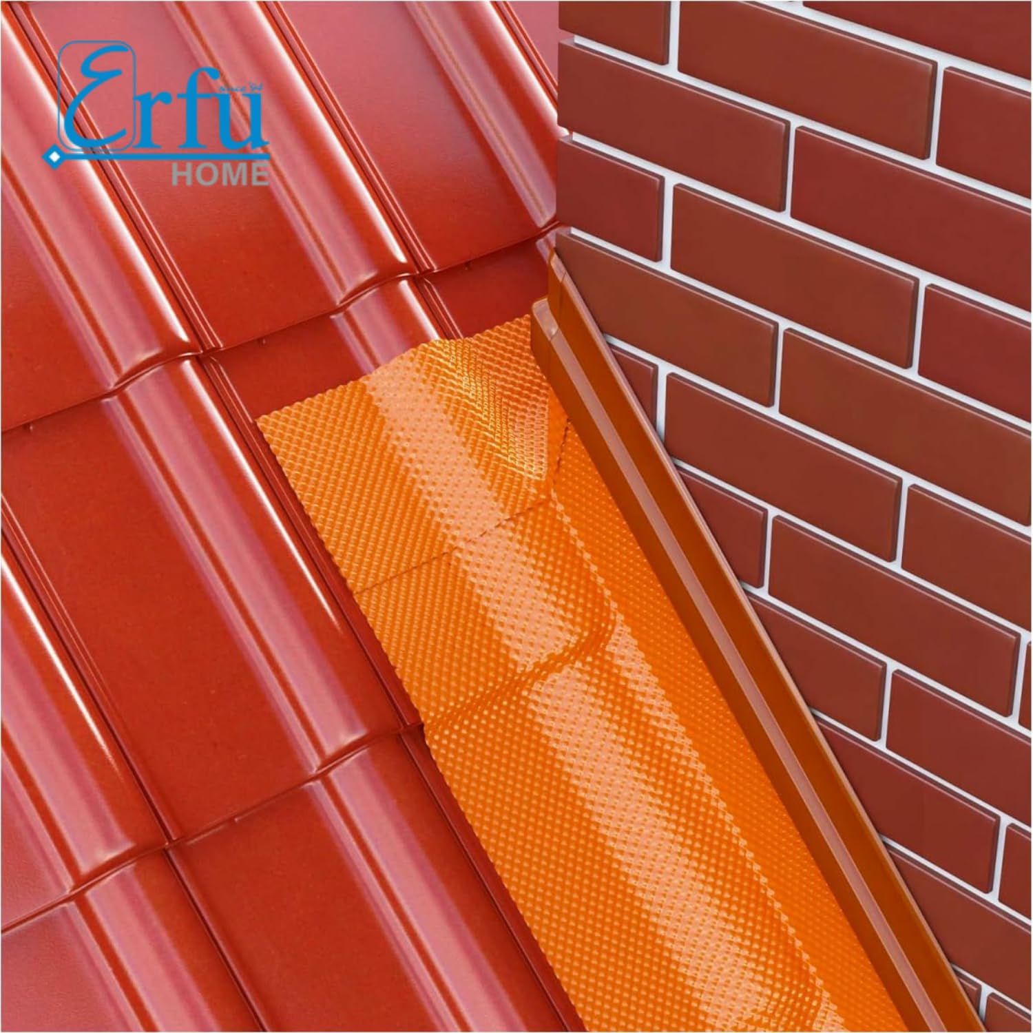 Banda de Sellado de Tejado Butilo Aluminio 3D Naranja – Autoadhesiva, Resistente UV, Chimeneas Rojo