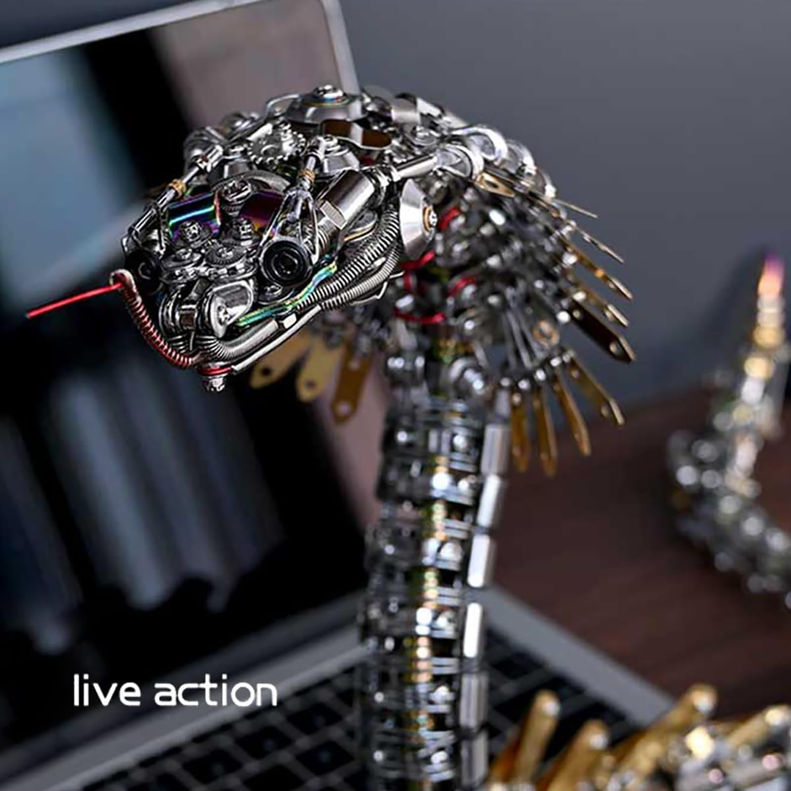 Metalowa układanka 3D Viper Cobra, mechaniczny model do samodzielnego montażu z diodami LED, idealny prezent na Boże Narodzenie i inne święta (1000 elementów)