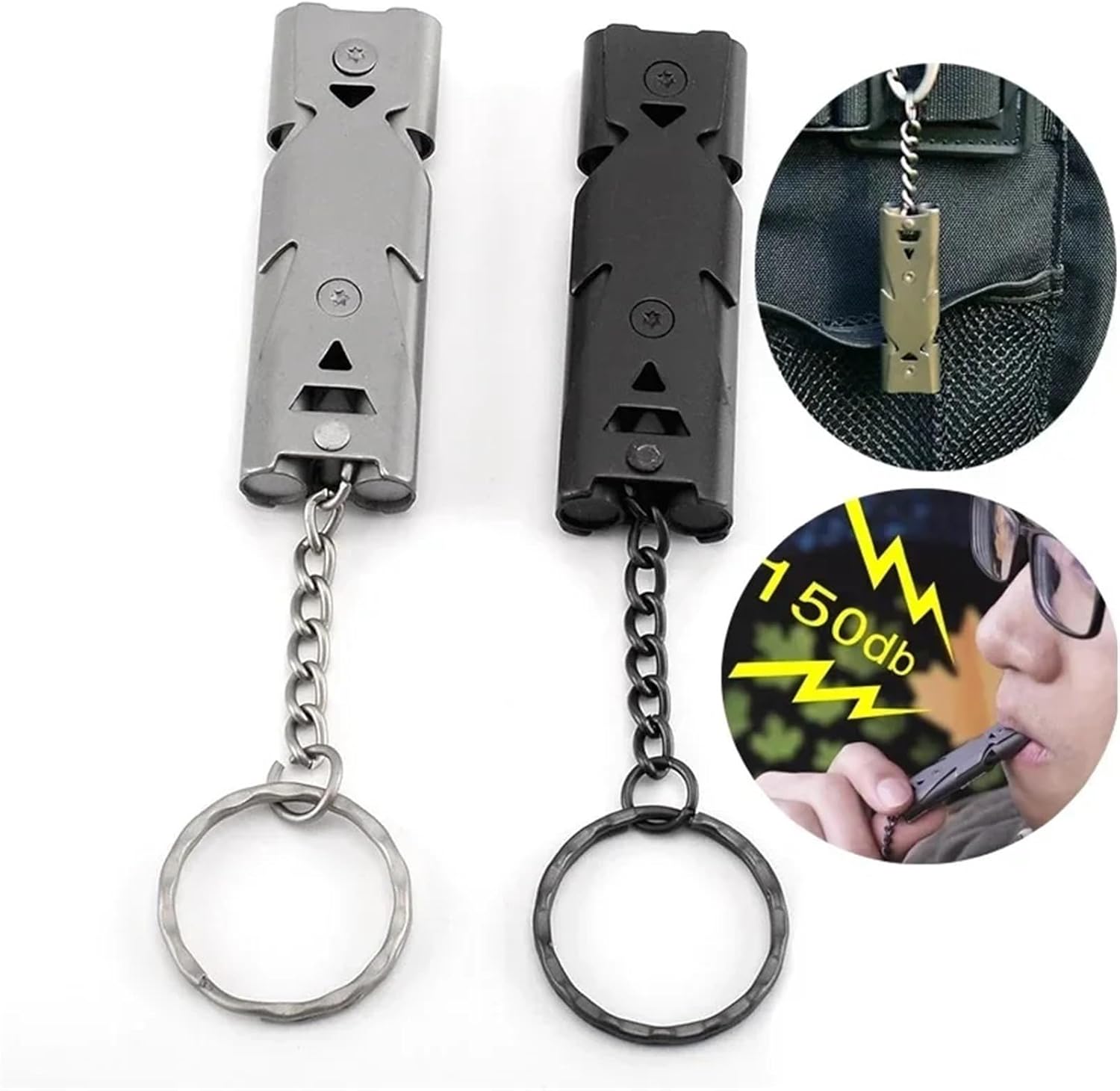 Safety Whistle 5 PCS Double Pipe Whistle Pendant Keychain High Decibel Outdoor Sports Survival