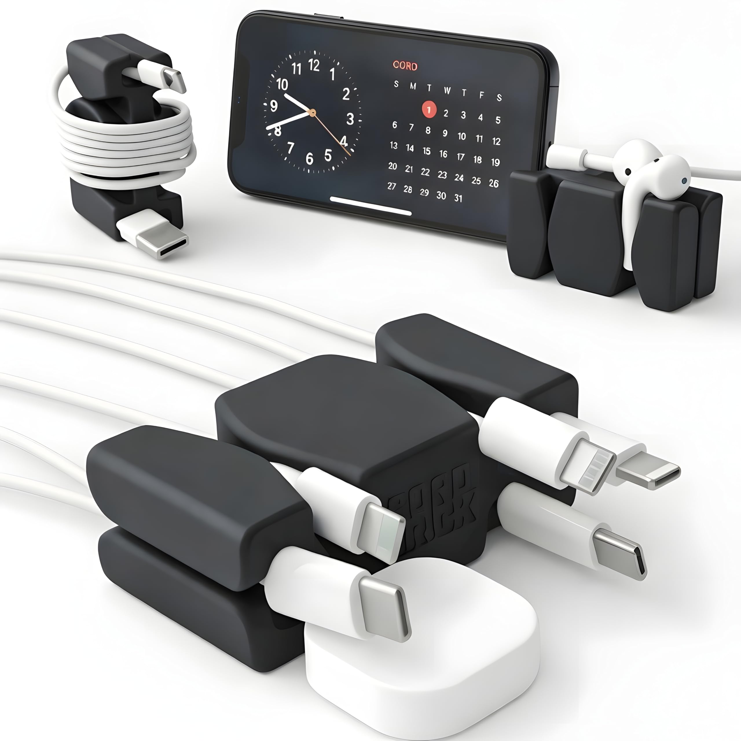 CordBrick Steel Weighted Cord Holder, Cord Wrap, Phone Accessory, Stocking Stuffer for Men, Adults, College Students. Nightstand, Desk Travel