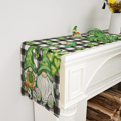 Miniatura 3 de Siilues Camino de mesa del día de San Patricio, divertidas decoraciones del día de San Patricio, trébol de la suerte, decoración de mesa