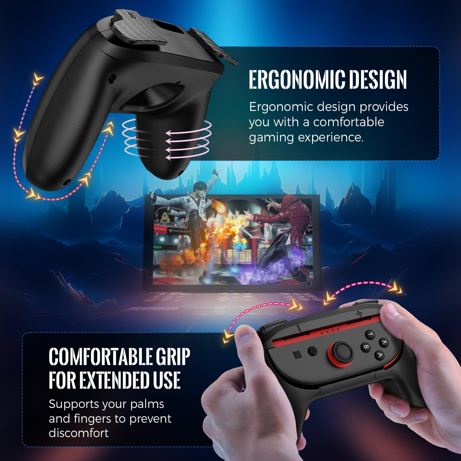 Lmcpa Lot de 2 Poignées de Manette compatibles avec Nintendo Switch 2 Joy-Cons 2025, Support JoyCon Confortable pour Accessoires Nintendo Switch 2025, Noir