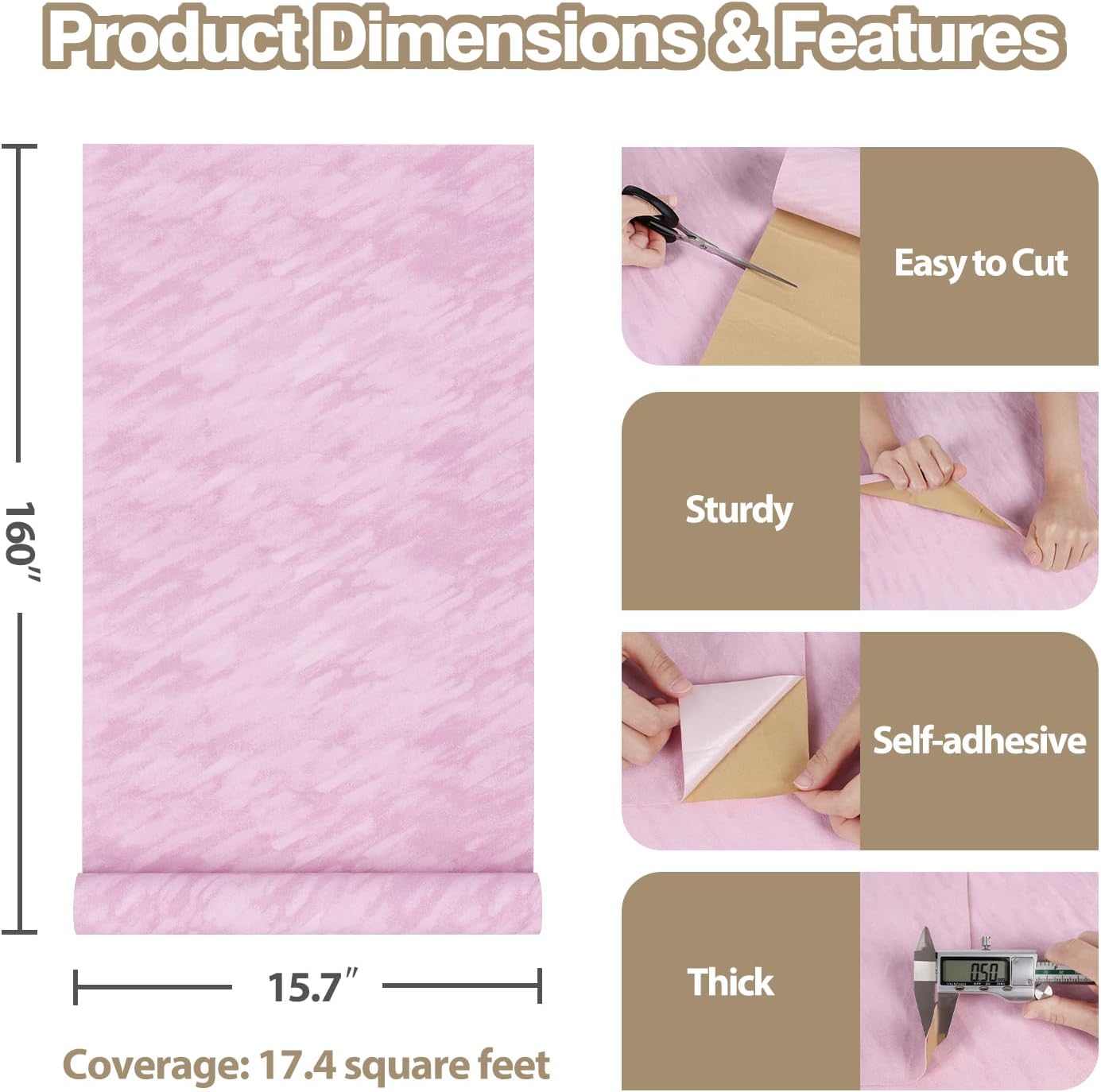 Self Adhesive Pink Velvet Liner for Drawers Dresser Jewelry Box Soft Flocking Felt Drawer Liner 15.7"x160" Striped Velvet Wallpaper Peel and Stick Pink Fabric Flocked Paper Sheets for Crafts
