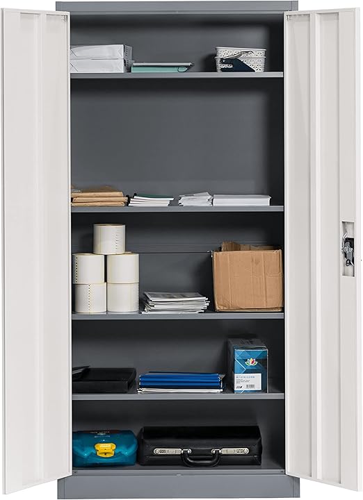 The WORKPLACE Depot Metal Tall and Wide Grey/White Lockable