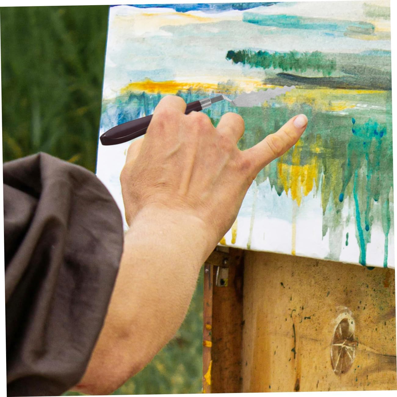 Art Painting Palette Knife and Pigment Mixing Scraper for Artists with Wooden Handle, Oil Painting Tools for Canvas Texture and Paint Spreading in Studio Use
