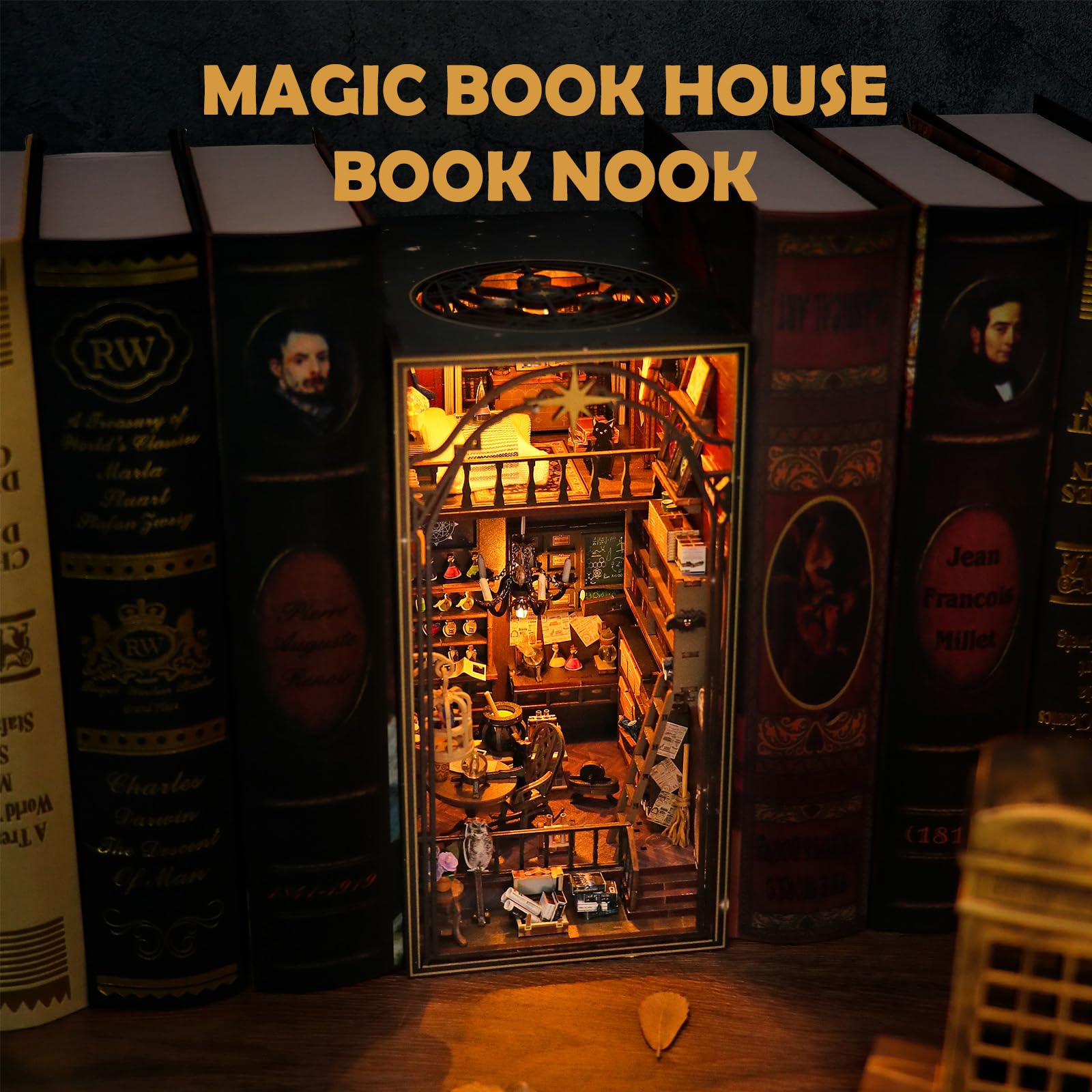 Lycidae Book Nook Kit for Adults DIY Dollhouse Booknook, 3D Wooden Puzzle - Image 3