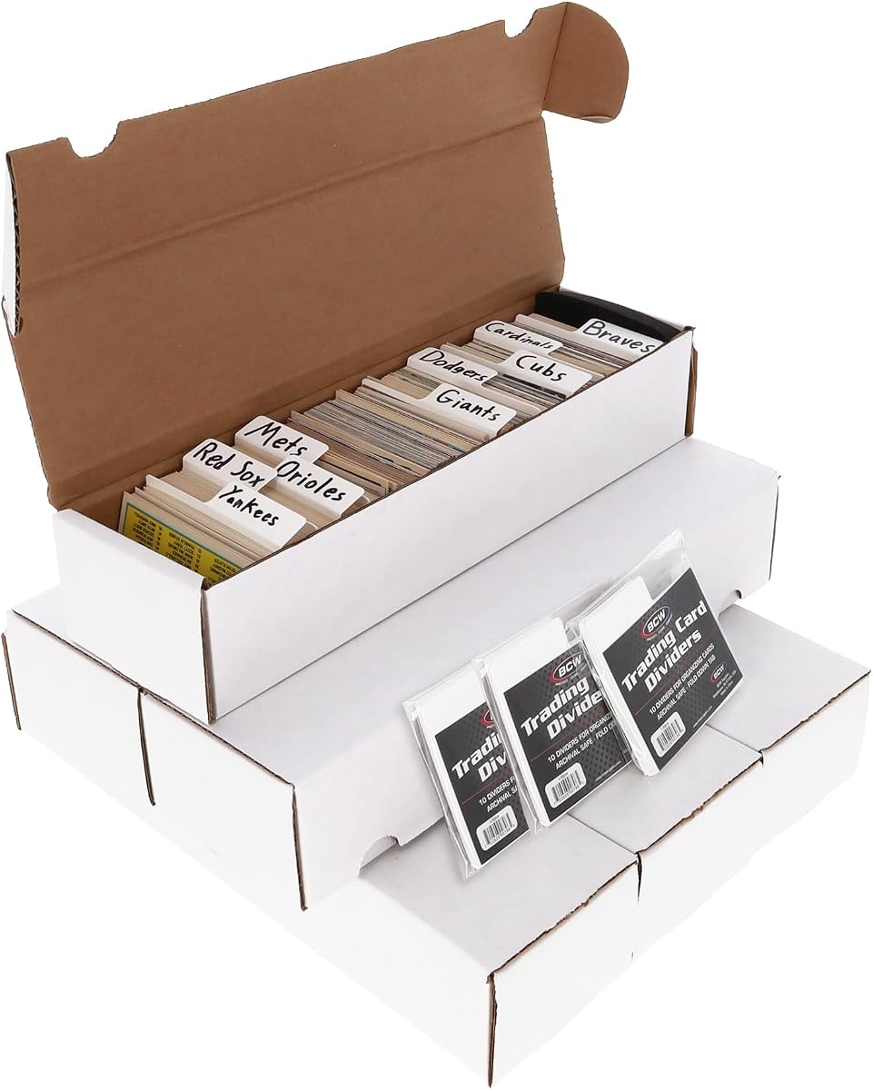 800-Count Trading Card Storage Kit, 6 Boxes and 30 Horizontal Dividers | Includes capacity for about 4,200 standard or 6,840 gaming cards, plus write-on separators for loose or sleeved collections.