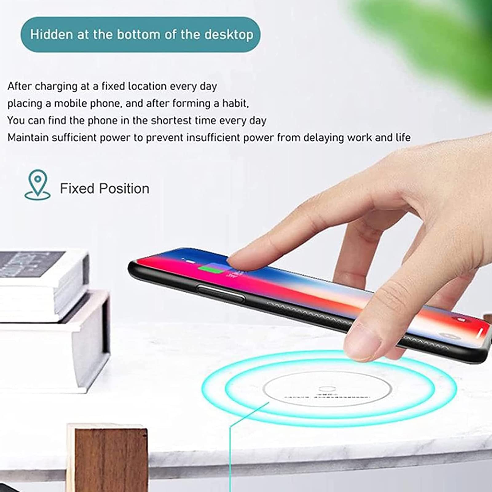 Cargador Inalámbrico Invisible, Cargador De Teléfono Inalámbrico De Larga Distancia Oculta De 10-20 Mm, Debajo De La Almohadilla De Carga Inalámbrica De Muebles De 10w