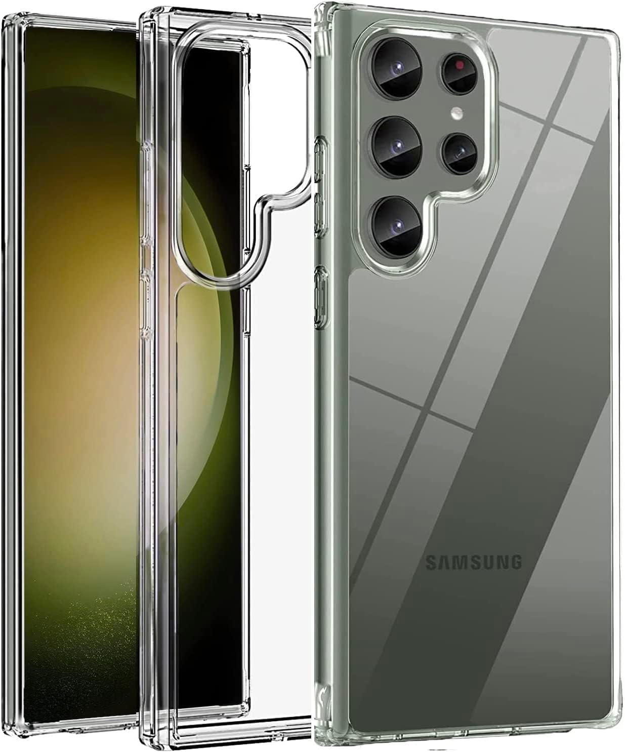Amozo TPU+PC Ultra Hybrid Transparent Drop and Camera Protection Back Cover Case for Samsung Galaxy S23 Ultra 5G (Polycarbonarte) (Transparent)