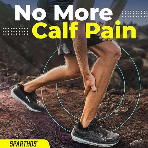 Miniatura 3 de Sparthos Mangas de compresión de pantorrilla (par)  Calcetines de compresión de piernas para hombres y mujeres  Férula de espinilla para alivio del