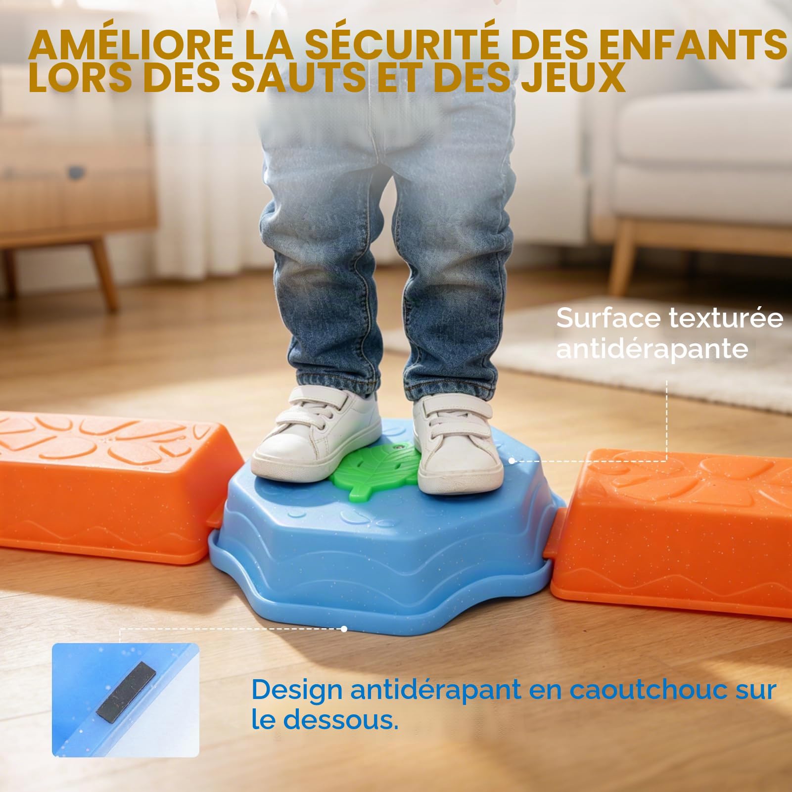LZDMY Pierre d'équilibre pour Enfants avec Lumières et Musique 13PCS | Pierres Durables Antidérapantes Kit Module Motricité Bébé Jouet Sensoriel dès 2 3 4 Ans