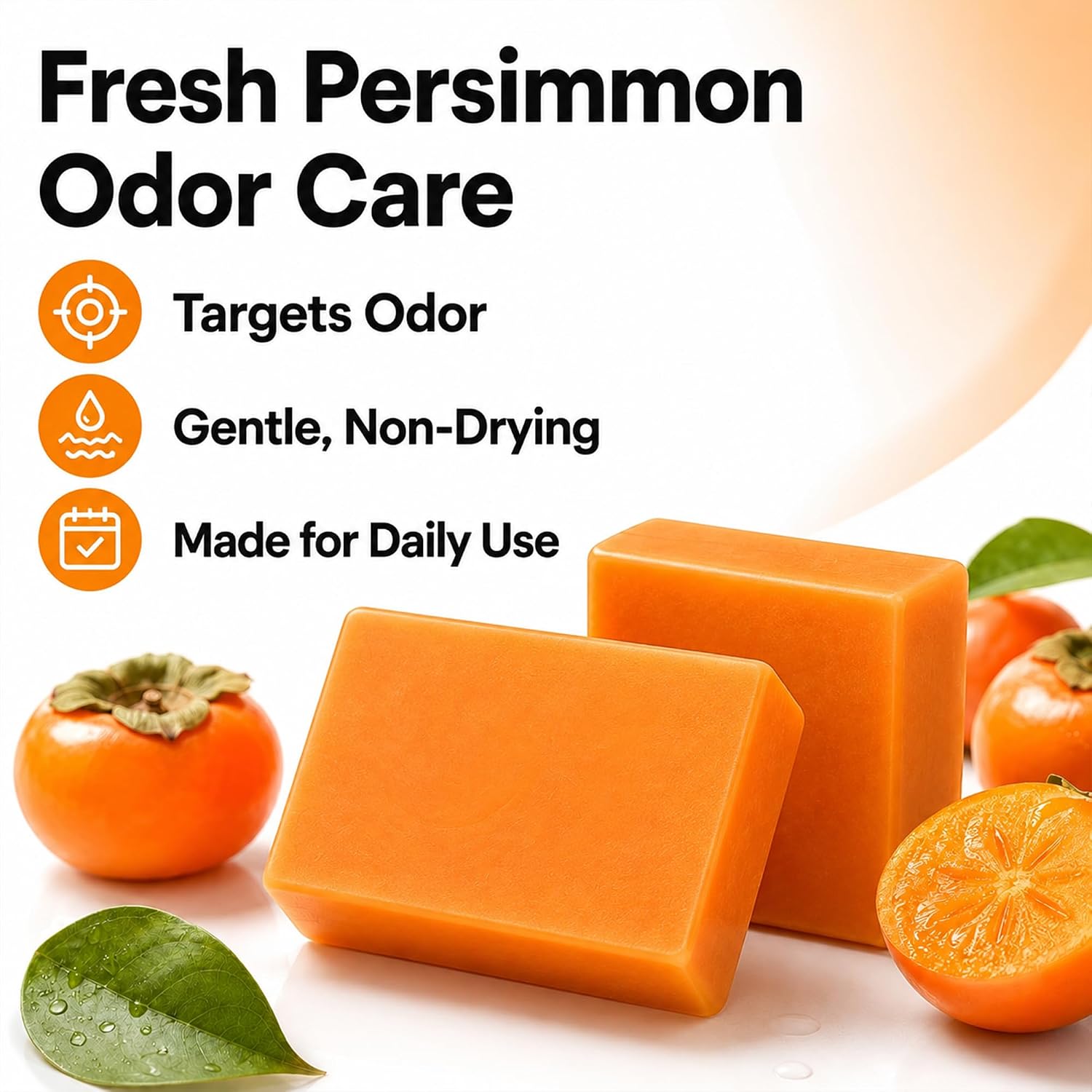 3PCS Persimmon Soap for Old People Smell Body Odor Deep Odor Control image 2