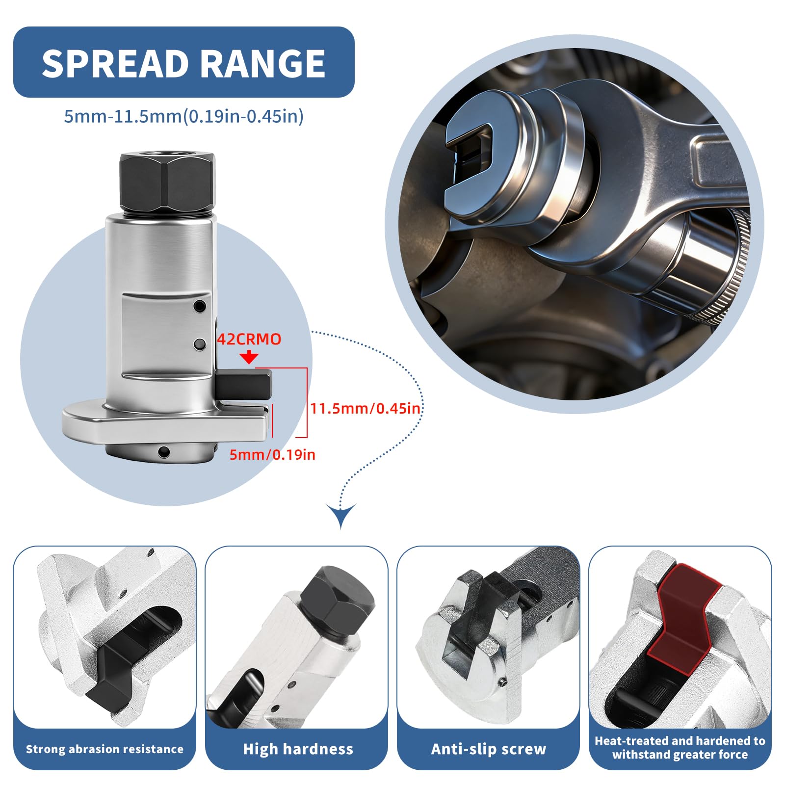 Kit Écarteur de Jambe de Force 4 Pièces – Écarteur de Roulement de Roue en Acier Trempé, avec Gants et Clé, Outil pour Réparation Amortisseur, pour Voitures, Suv et Véhicules Utilitaires