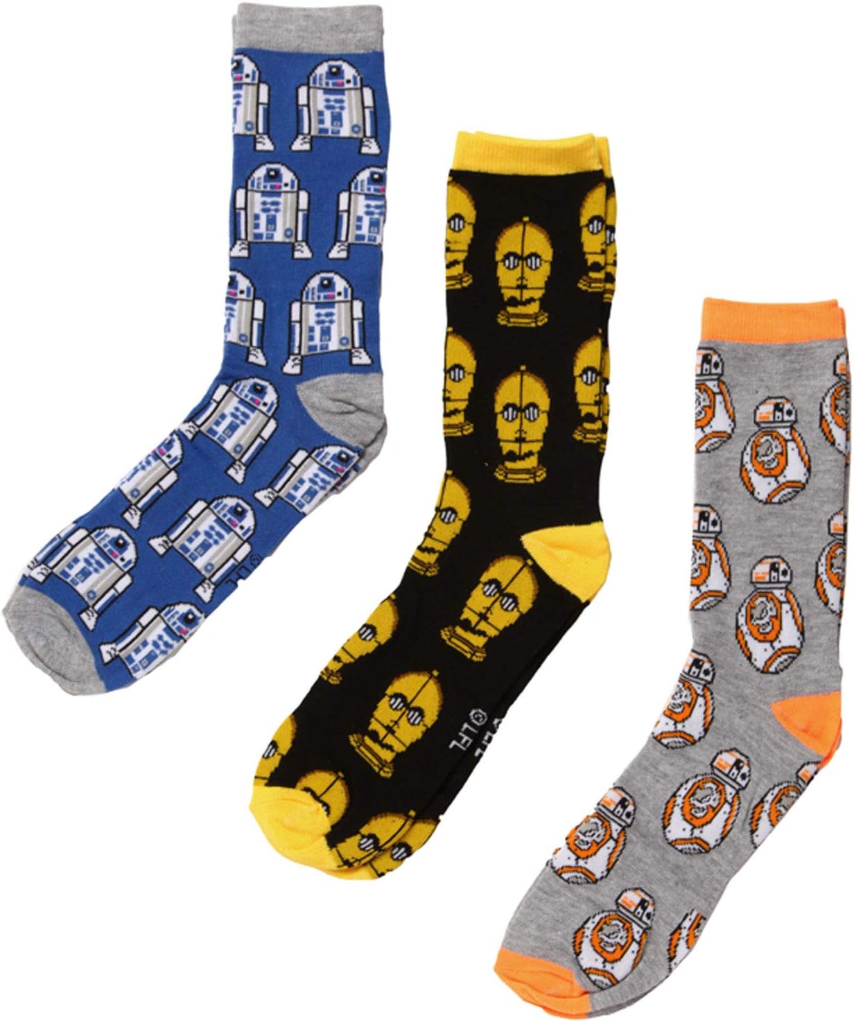 Star WarsDroids C-3PO R2-D2 BB-8 Crew Socks 3-Pack Gift Box