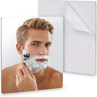 MIRRORVANA Self Adhesive Fog Free Shaving Shower Mirror - Anti-Fog Bathroom Mirror with Sticky 3M Back Tape, Frameless and Shatterproof Plastic Mirror - 16cm x 16cm (Square)