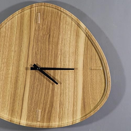 Miniatura 3 de Colección PJ Reloj de pared de madera de forma irregular, reloj de pared moderno decorativo, funciona con pilas, silencioso sin tictac (patrón de