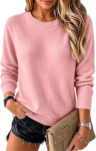 Womens Sweaters Crew Neck Knit Tops Long Sleeve Pullover Fashion Clothing