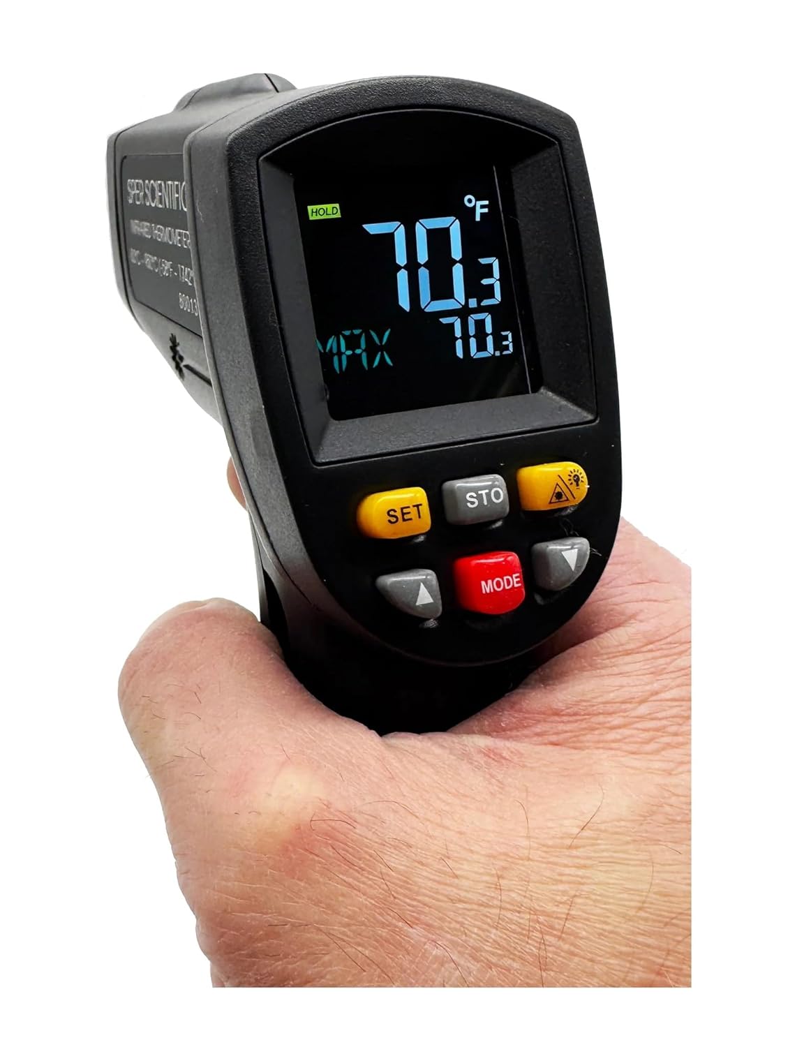 Sper Scientific 800131 Infrared Non-Contact High Temp Thermometer 12:1/1742°F with Color LCD and Laser Sight – Industrial Temperature Gun for HVAC, Automotive, Electrical, Cooking & More