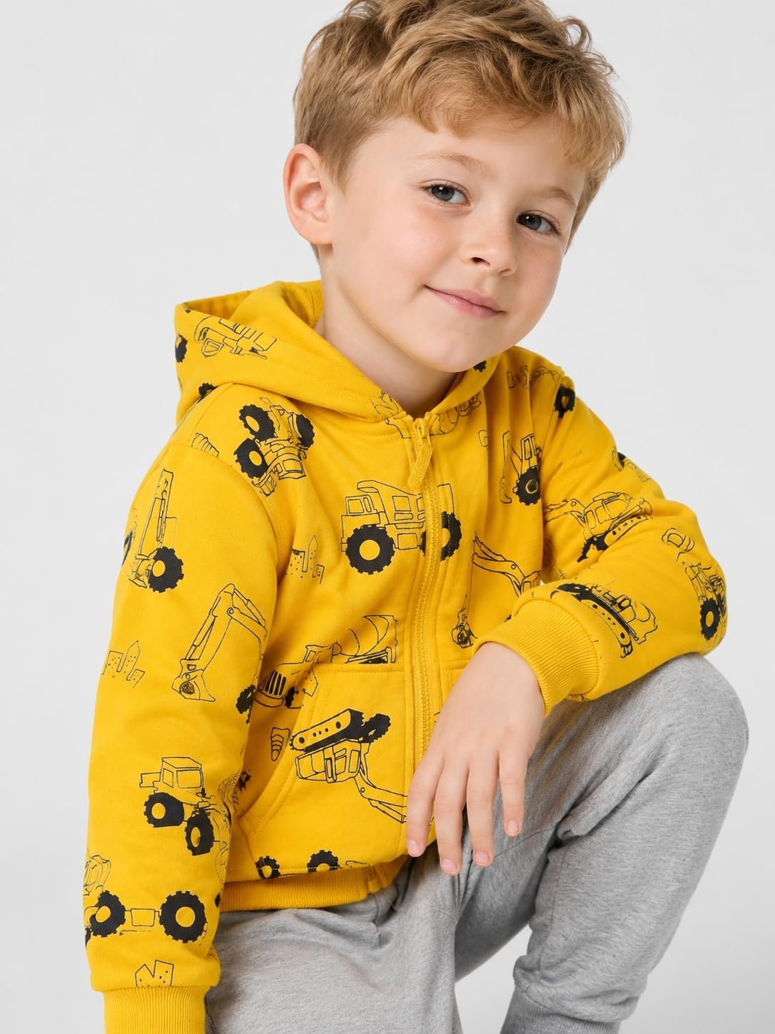 Toddler Boys Zip Up Hoodie Kids Fall Winter Jacket Hood Sweatshirt 2-7Y