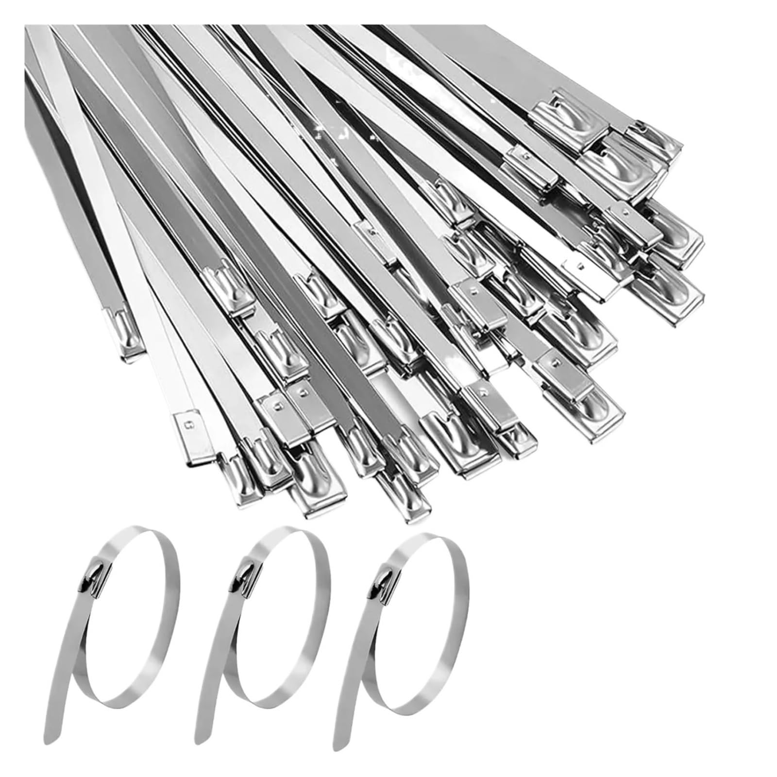 LYVQZPWLRcâble en acier inoxydable, Lot de 20/300 serre-câbles en acier inoxydable, anneaux de fixation auto-obturants réutilisables, fermetures éclair métalliques, organisateur multi-usages for la ma