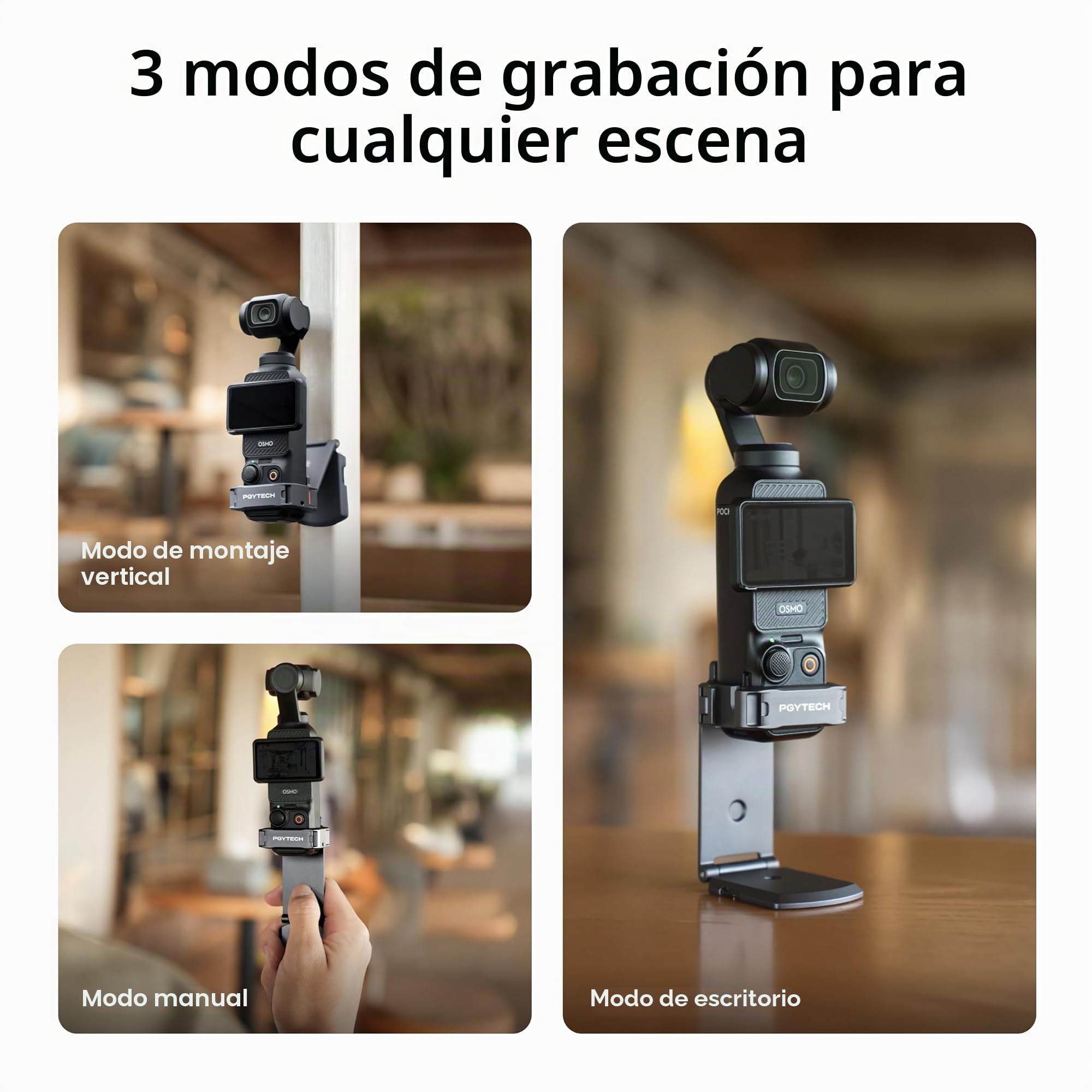 PGYTECH Expansion Adapter Magnética para dji Osmo Pocket 4/3, Soporte Plegable con Arca-Swiss y Zapata Fría, Rig de Vlogging 40N, Accesorio Jaula Ligera de Protección