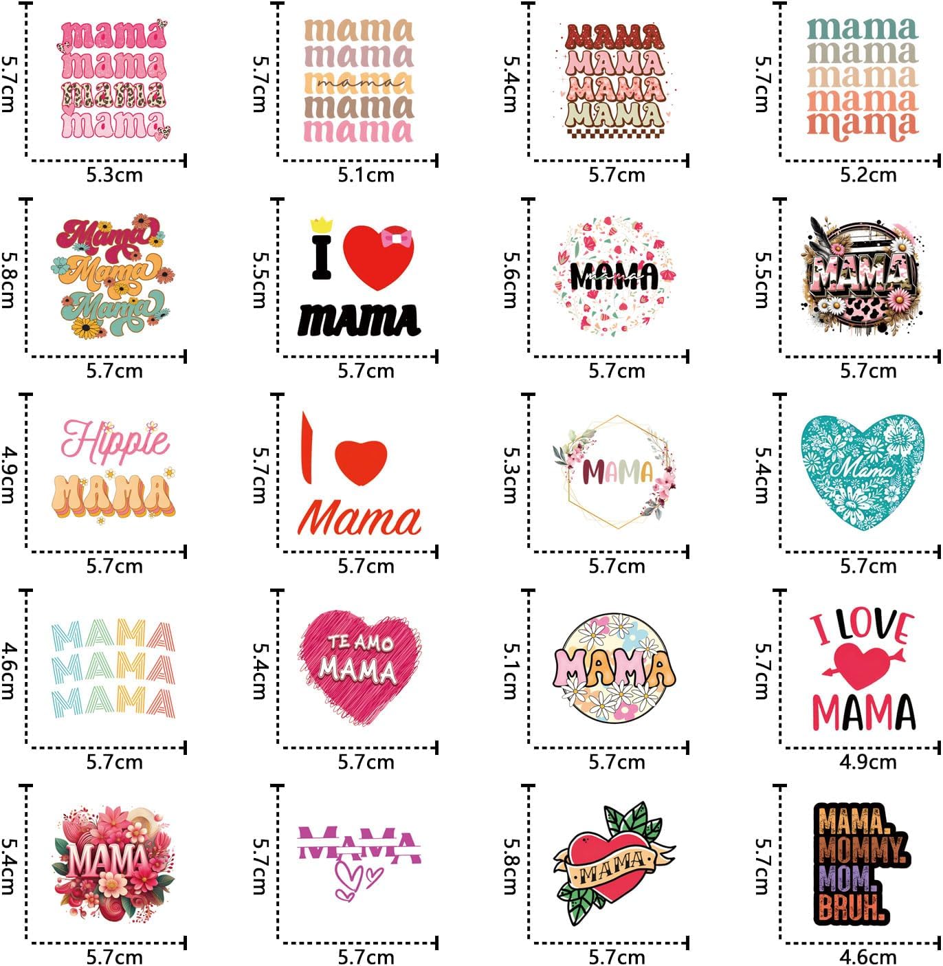 122Pcs Mama Stickers Pack, Aesthetic Vinyl Waterproof Sticker Decals for Water Bottle,Laptop,Phone,Skateboard,Scrapbooking,Bumper for Party Supply Decor Favor…… - Image 2