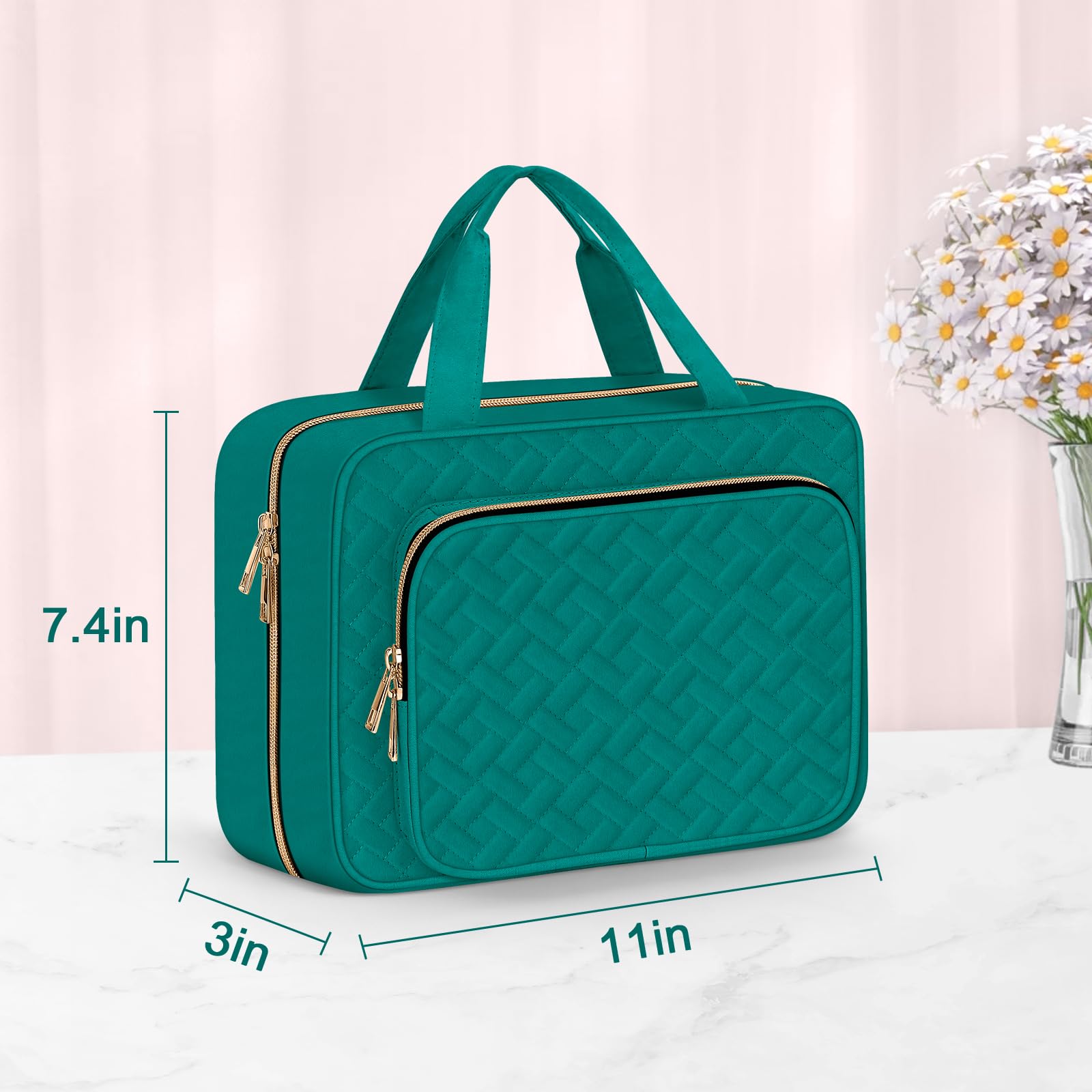 Wedama Beauty case da donna, borsa da viaggio media, borsa da toilette da appendere per bagno, borsa per trucco impermeabile in PVC ispessito, borsa per articoli da toeletta per viaggi e campeggio,