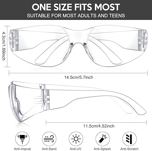 Miniatura 2 de Paquete de 48 gafas de seguridad transparentes a granel, gafas de protección para los ojos teñidas negras, antipolvo, impactos, resistentes a los