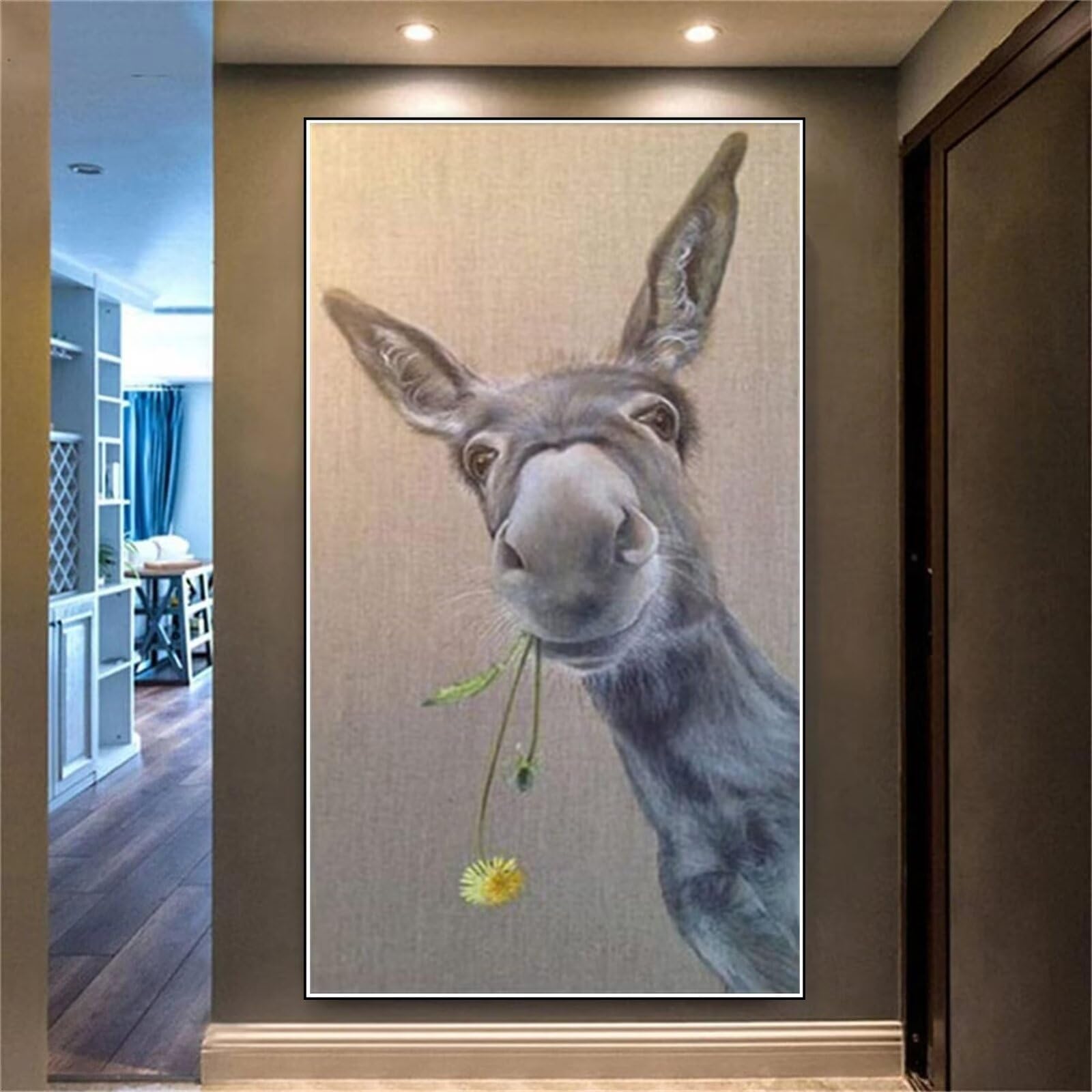 Shozhoo Diamond Art Animal, 5D Large Diamond Painting Donkey DIY Full Square Drill Cross Stitch Crystal Art Diamond Pictures for Home Canvas Decor Sequin Gem Arts Crafts 70x40inch Z-1325