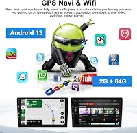 Univerzális 1 DIN Autórádió Android 15 - 10" Érintőképernyős Fejegység 2GB+64GB, Vezeték Nélküli CarPlay, Bluetooth 5.0, GPS Navigáció, WiFi, To 2