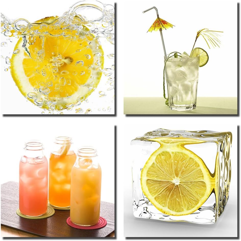 Gardenia Art - Summer Cool Orange Juice Canvas Prints Modern Wall Art Paintings, Stretched and Framed for Room and Kitchen Decoration, Thirst Drinking Pictures Artwork for Room Decoration