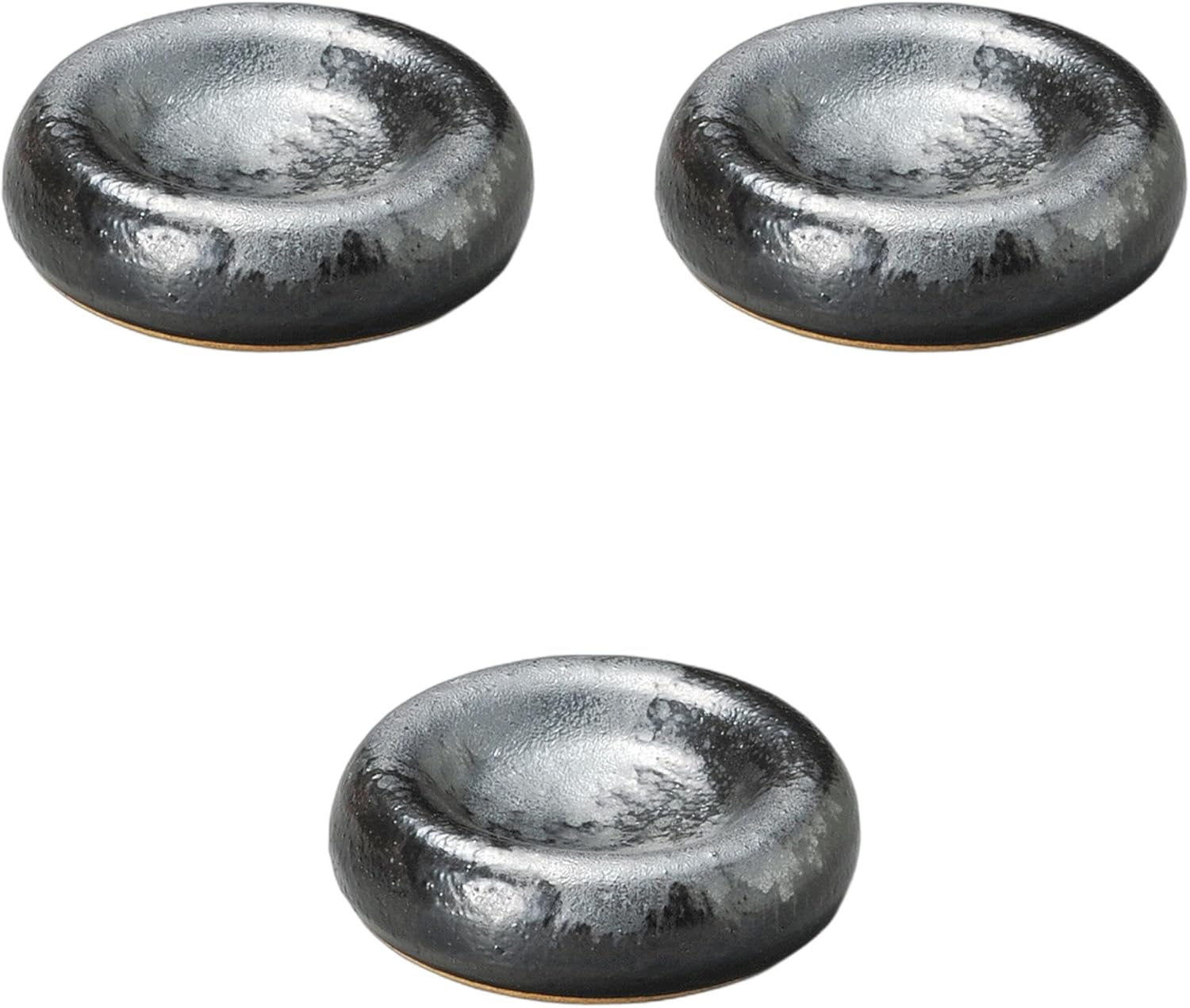 セトモノホンポ(Setomonohonpo) 3個セット 黒オリベ 鉄吹丸たわみ珍味千代口 [ 7.5&times;2.5cm ] | 珍味陶磁