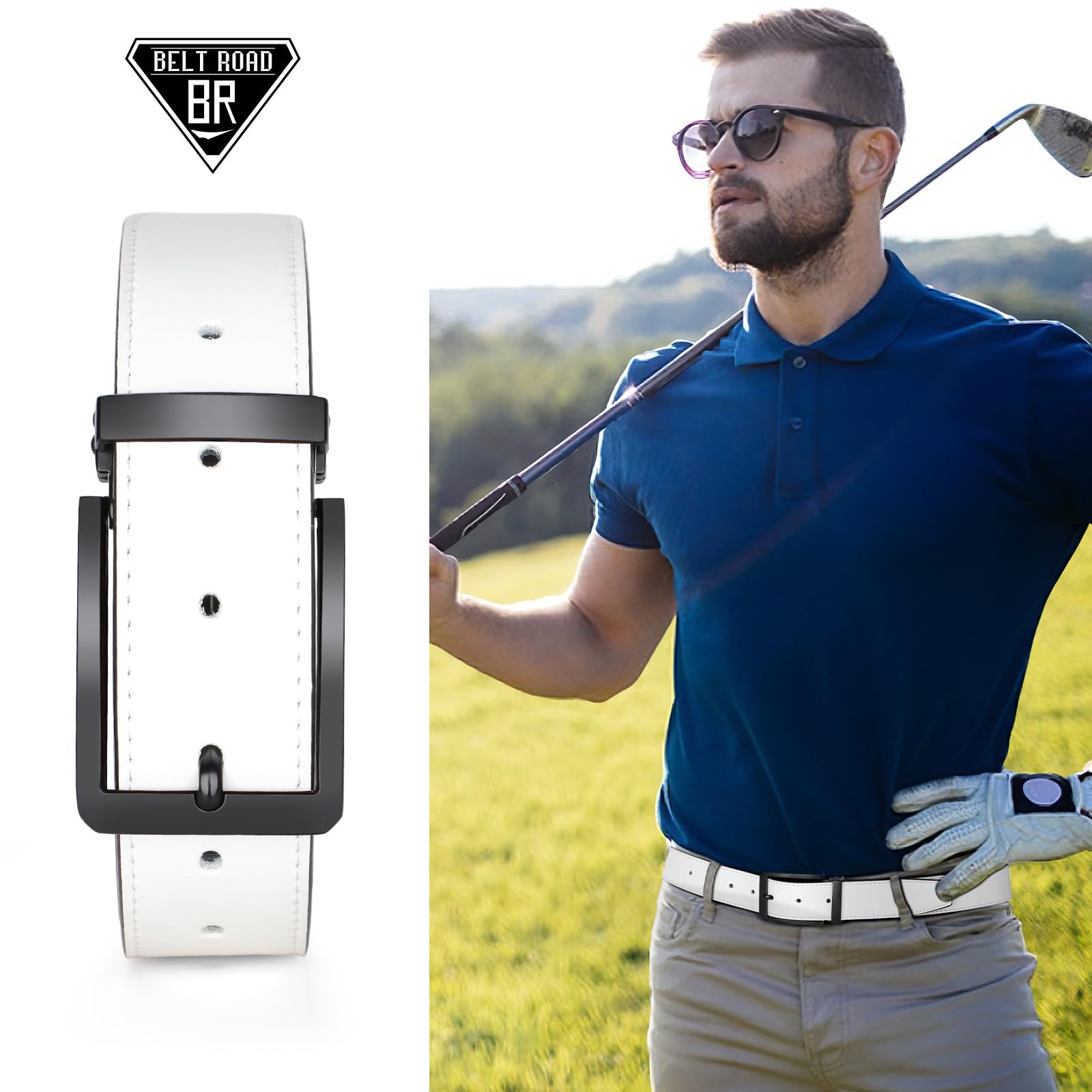 BELTROAD Cinturones de cuero reversibles para hombre, cinturón de vestir casual para golf, pantalones de hombre, cinturón de uso de 2 lados