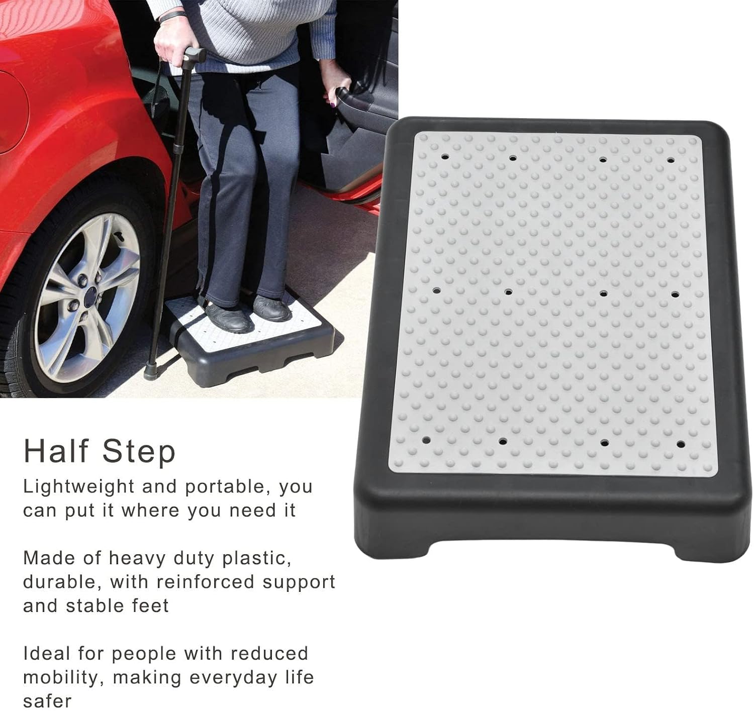 Mobility Step Stool, 16.9x13in Non-Slip Platform Riser for Adults & Seniors Safety Step Indoor and Outdoor Standing Support Portable Stair Assist for Garden Cars Bedside Shower Bathroom, 240KG