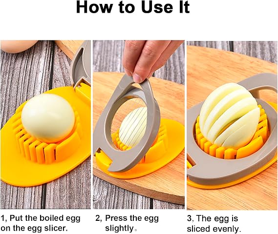 Egg Slicer for Hard Boiled Eggs, Egg Cutter Strawberry Slicer, Heavy Duty Stainless Steel Wire Egg Cutter for Hard Boiled Eggs/Soft Fruits/Butter/Mushroom by Meboltpan (Yellow)