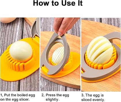 Egg Slicer for Hard Boiled Eggs, Egg Cutter Strawberry Slicer, Heavy Duty Stainless Steel Wire Egg Cutter for Hard Boiled Eggs/Soft Fruits/Butter/Mushroom by Meboltpan (Yellow)