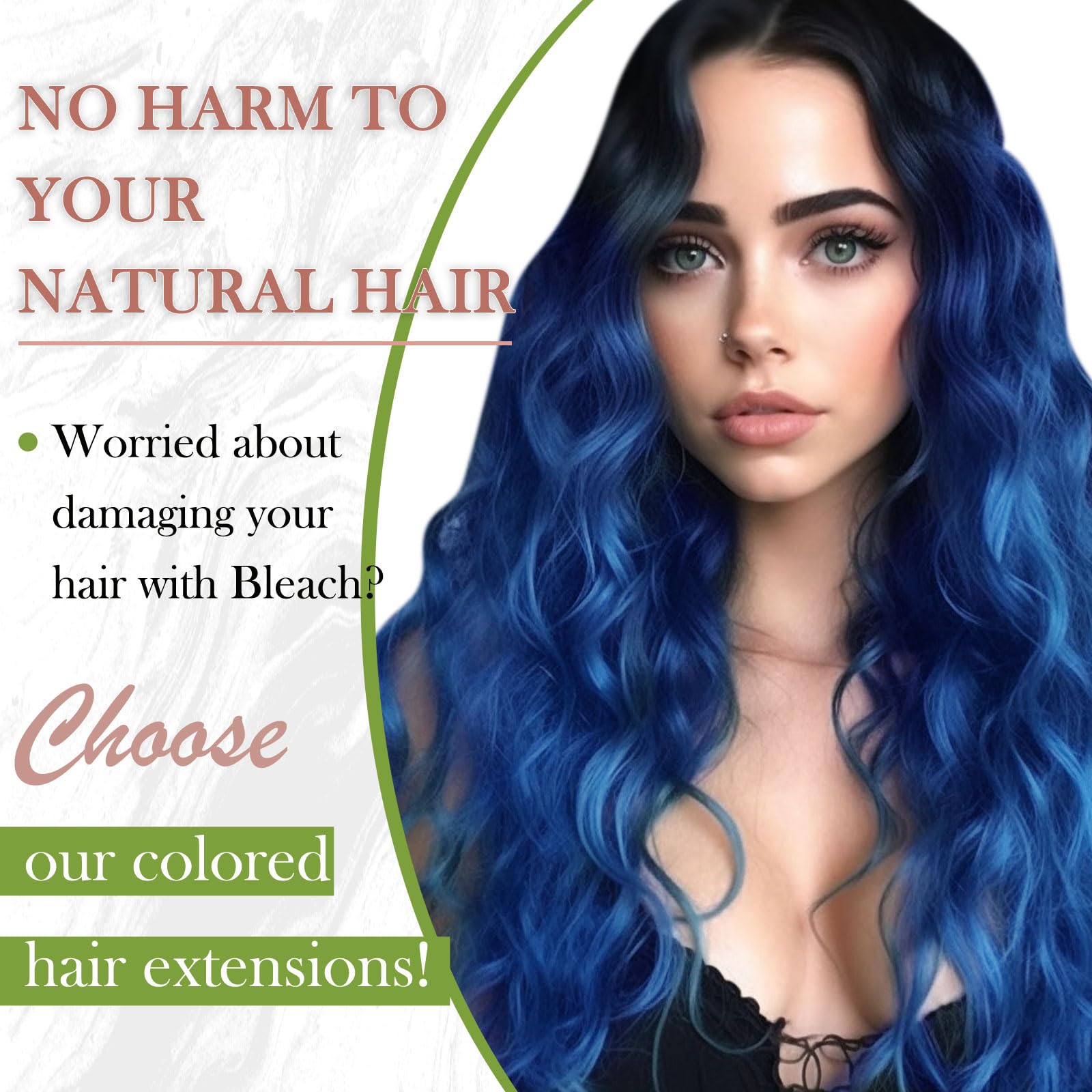 RUNATURE Tape in Blue Hair Extensions Human Hair 14 inch Tape Hair Extensions Real Human Hair Invisible Tape Hair 20g #blue - Image 2
