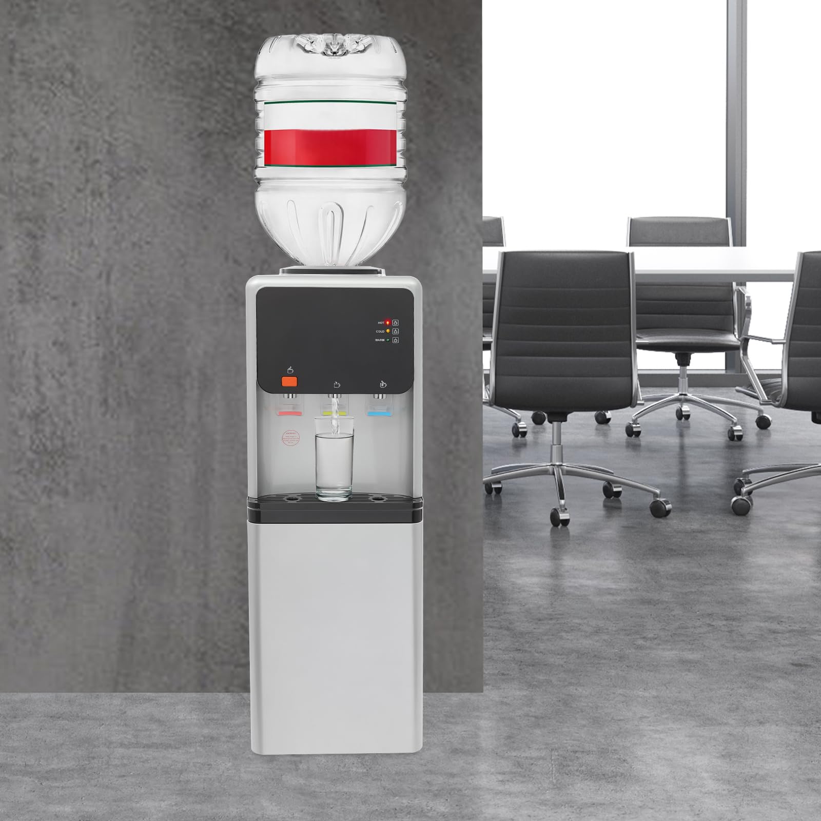 Dozownik wody, 500 W, z funkcją ogrzewania i chłodzenia, dozownik wody pitnej do domu, biura, sypialni, salonu, 5 l + 2 l, automatyczny dozownik wody, 30,5 x 31 x 96 cm
