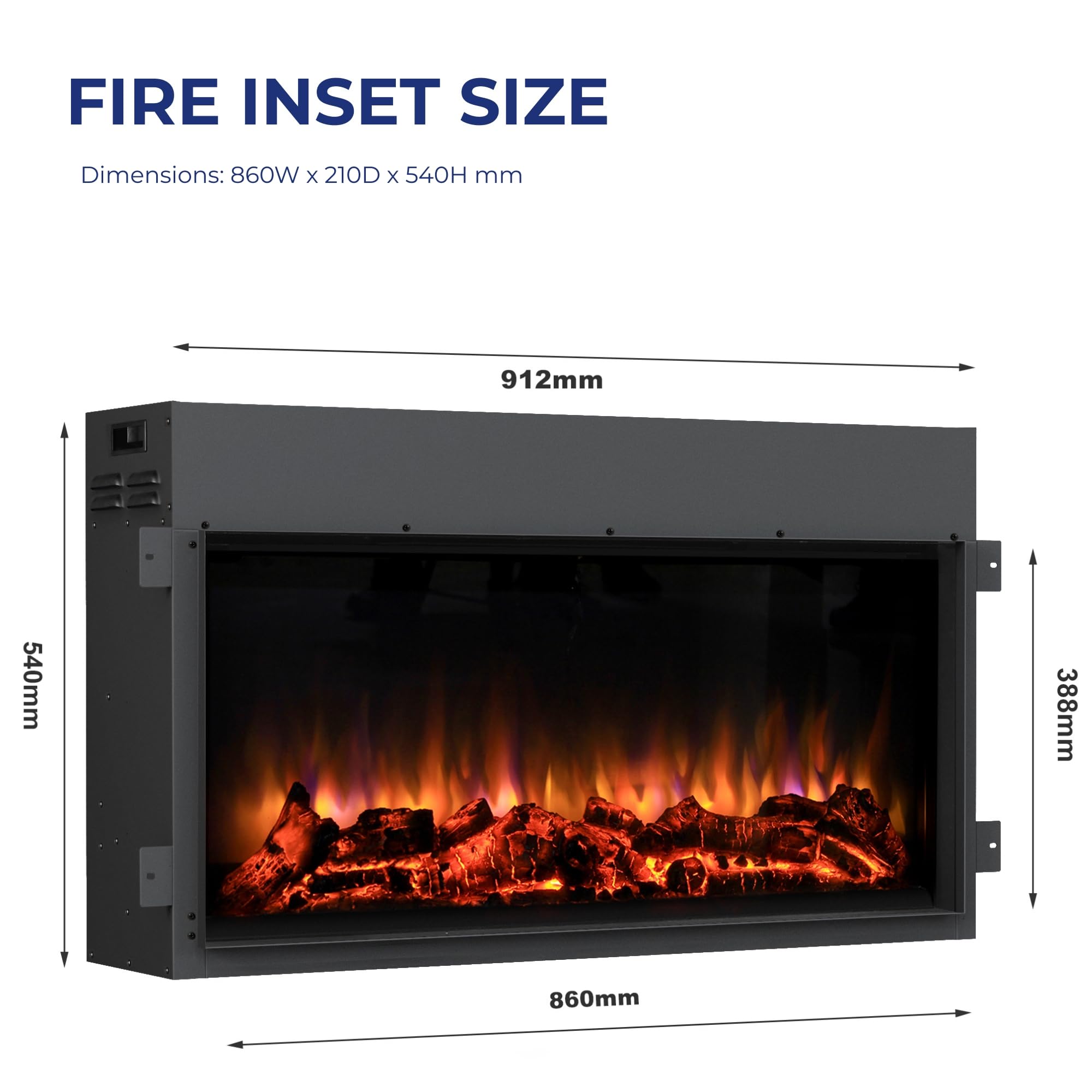 Endeavour Fires Chimenea Eléctrica Danby de 120cm/48'' con Efecto de Llama Realista y Control Remoto Programable de 7 Días en un Entorno de Chimenea Blanco