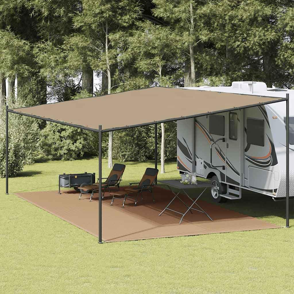 Tomostar Tapis de Sol Camping, Tapis d'auvent Bâche de Sol Extérieur avec œillets pour Camping Caravane Camping-Car Taupe 400x700 cm PEHD