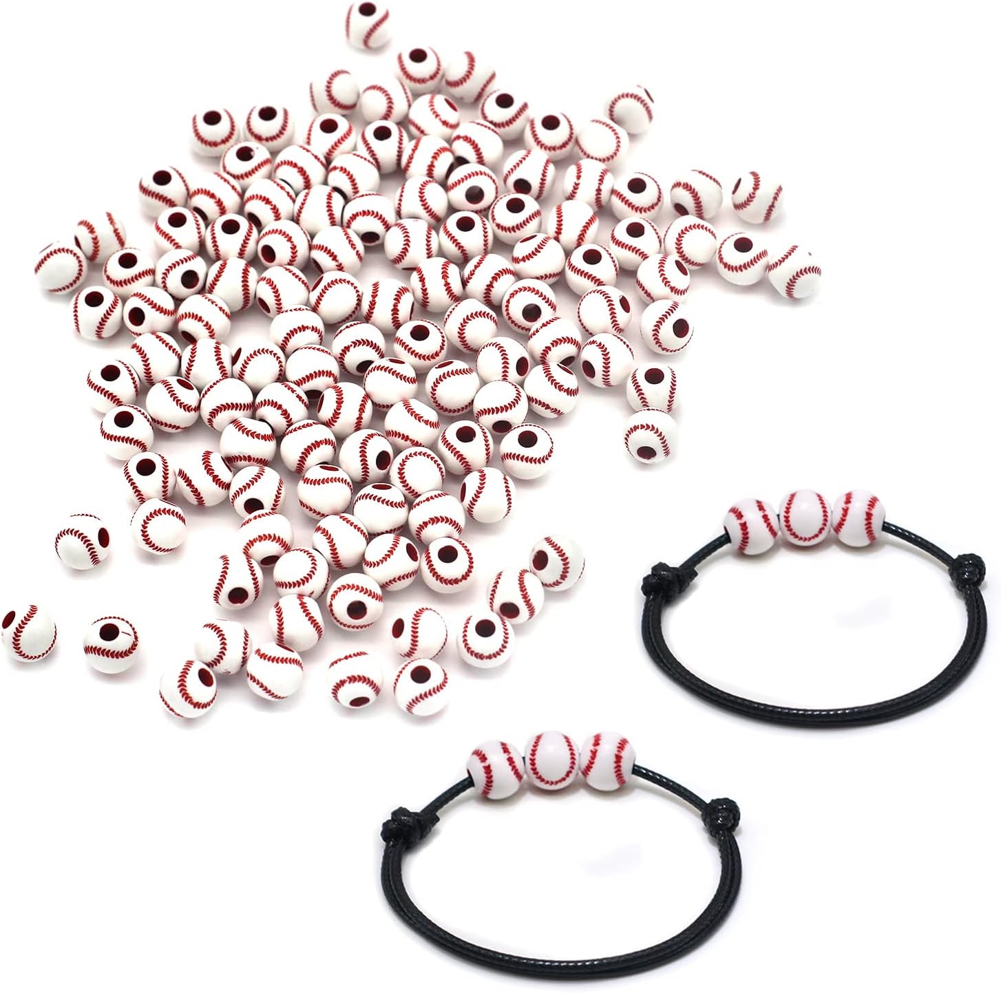 120 Pieces Baseball Beads Acrylic Sports Beads with Big