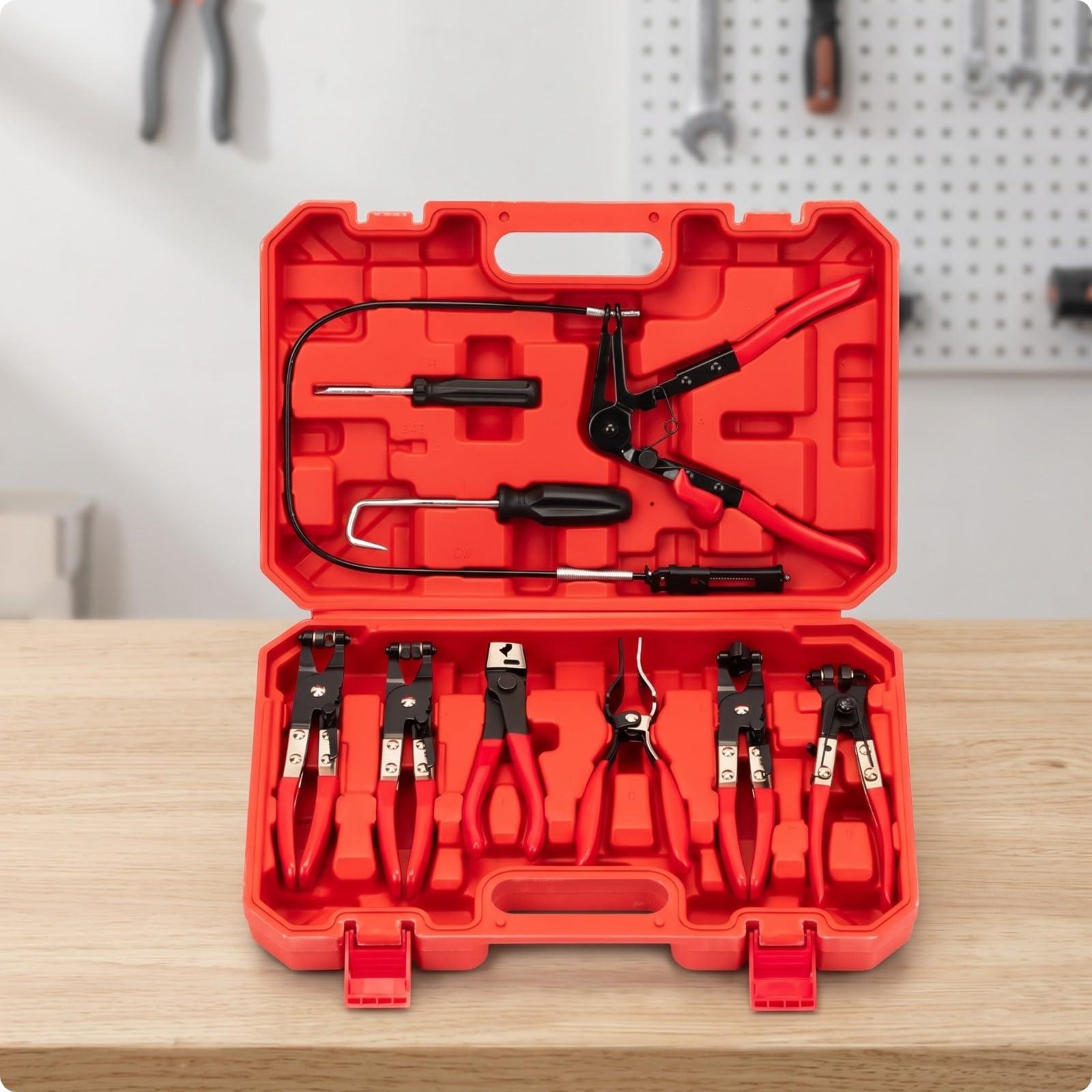 predolo 9 Pezzi Set di Pinze per Fascette | Alta Resistenza, Pinze per Fascette Stringitubo con Valigetta, Utensili, Officina, Meccanici