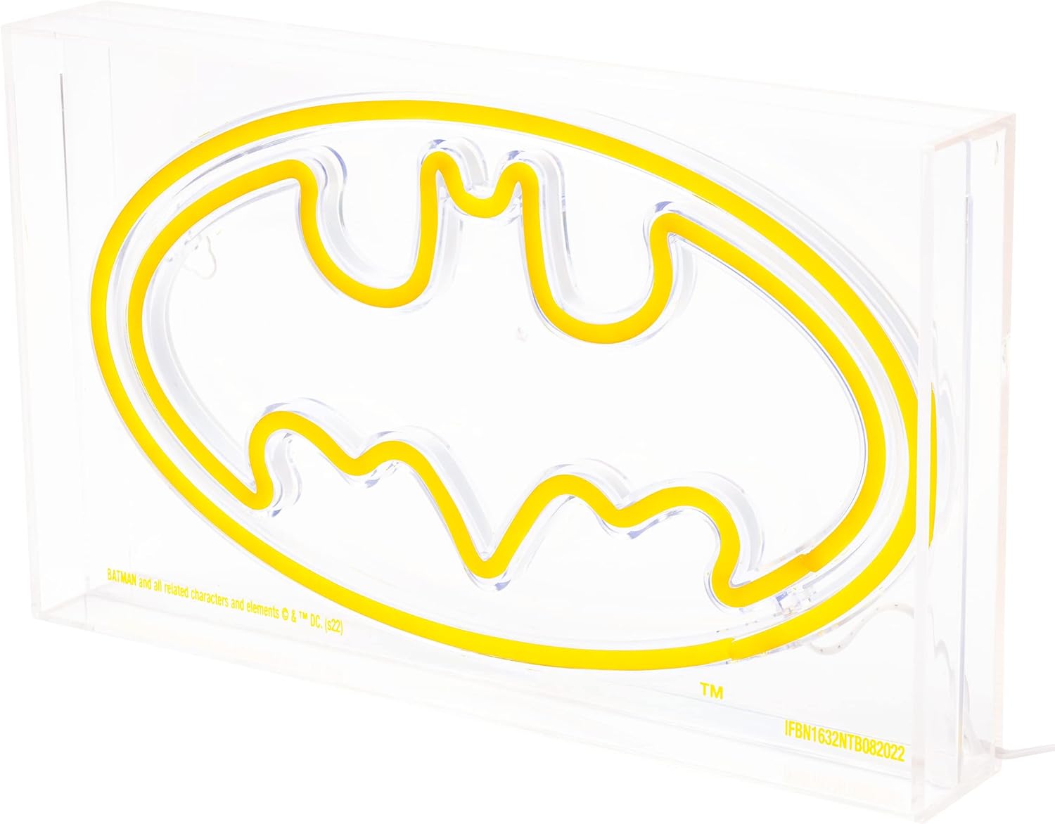 Silver Buffalo DC Comics Batman Logo Symbol USB Powered Neon Light Box, 12 x 7 Inches
