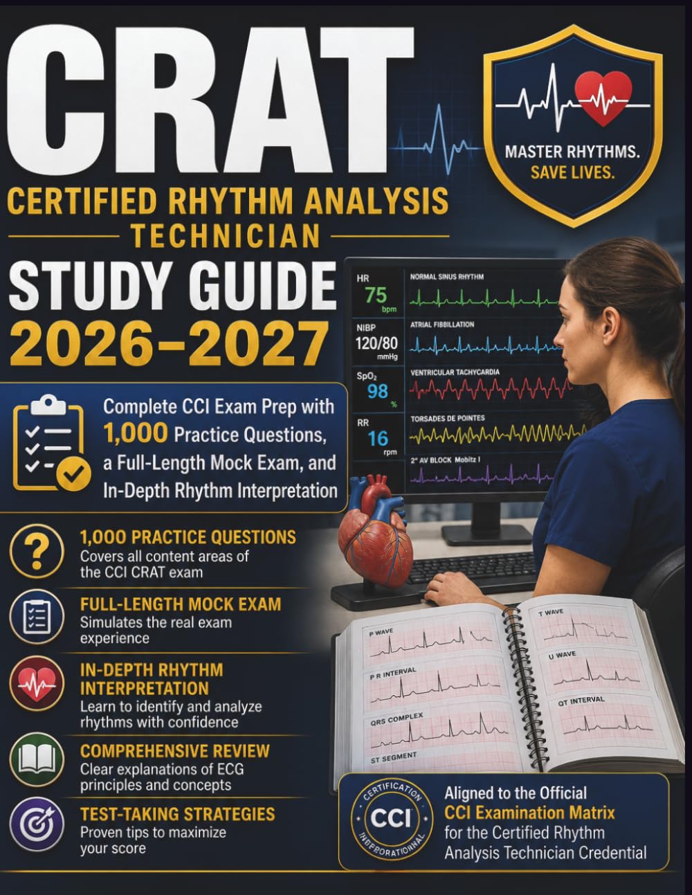 CRAT CERTIFIED RHYTHM ANALYSIS TECHNICIAN STUDY GUIDE 2026–2027: Complete CCI Exam Prep with 1,000 Practice Questions, a Full-Length Mock Exam, and In-Depth Rhythm Interpretation