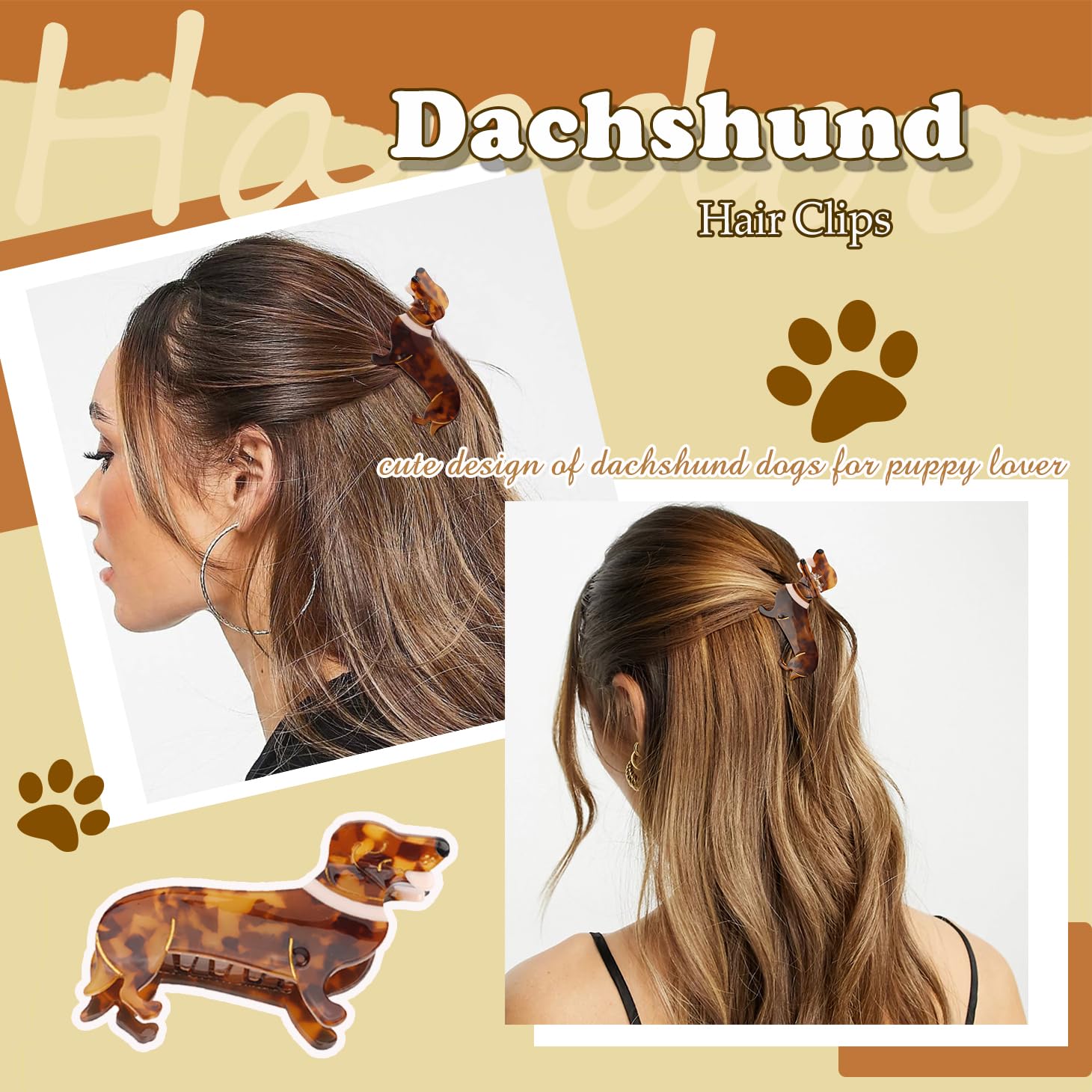 Dachshund Gifts for Women, Acetate Animal Dachshund Dog Hair Clips for Puppy Lovers Gifts, Cute Pet Hair Accessories Stocking Stuffers for Christmas Birthday Thanksgiving Halloween