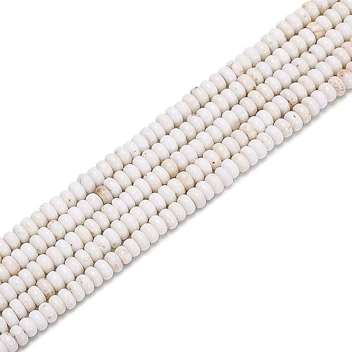 Miniatura 2 de JM Design Cuentas de Rondelle lisas de color blanco turquesa tamaño 0.079x0.177 in 15.5 '' hebra para la fabricación de joyas