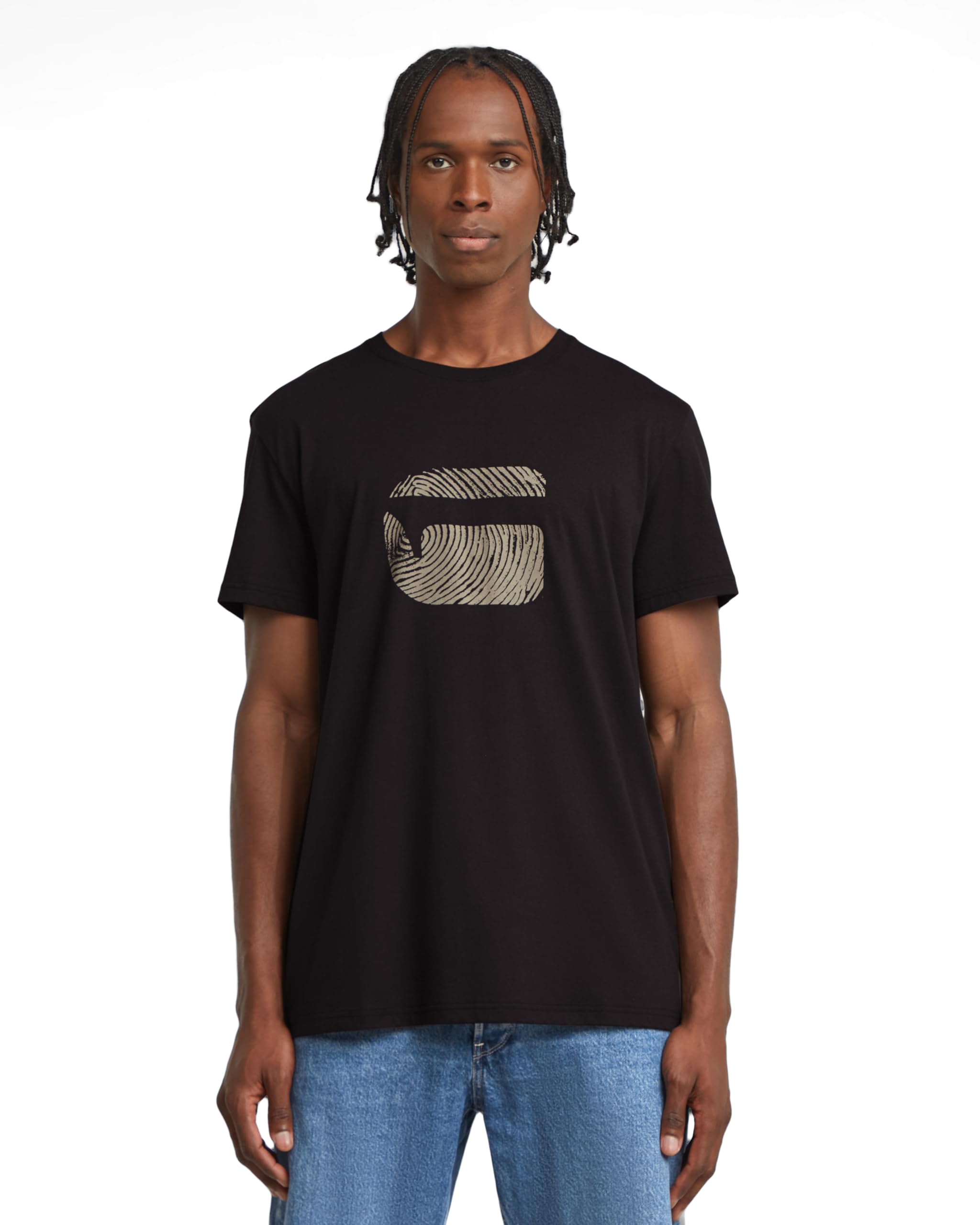 G-STAR Men's Finger Print Burger R T T-Shirt, Black (Dk Black D26041-c506-6484), XL