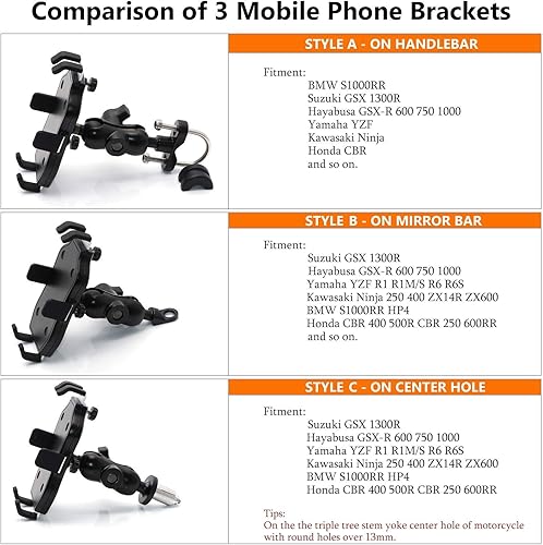 Miniatura 2 de Soporte de teléfono para motocicleta, soporte de navegación GPS, rotación ajustable, soporte universal para Suzuki Hayabusa, Yamaha, Kawasaki, Honda