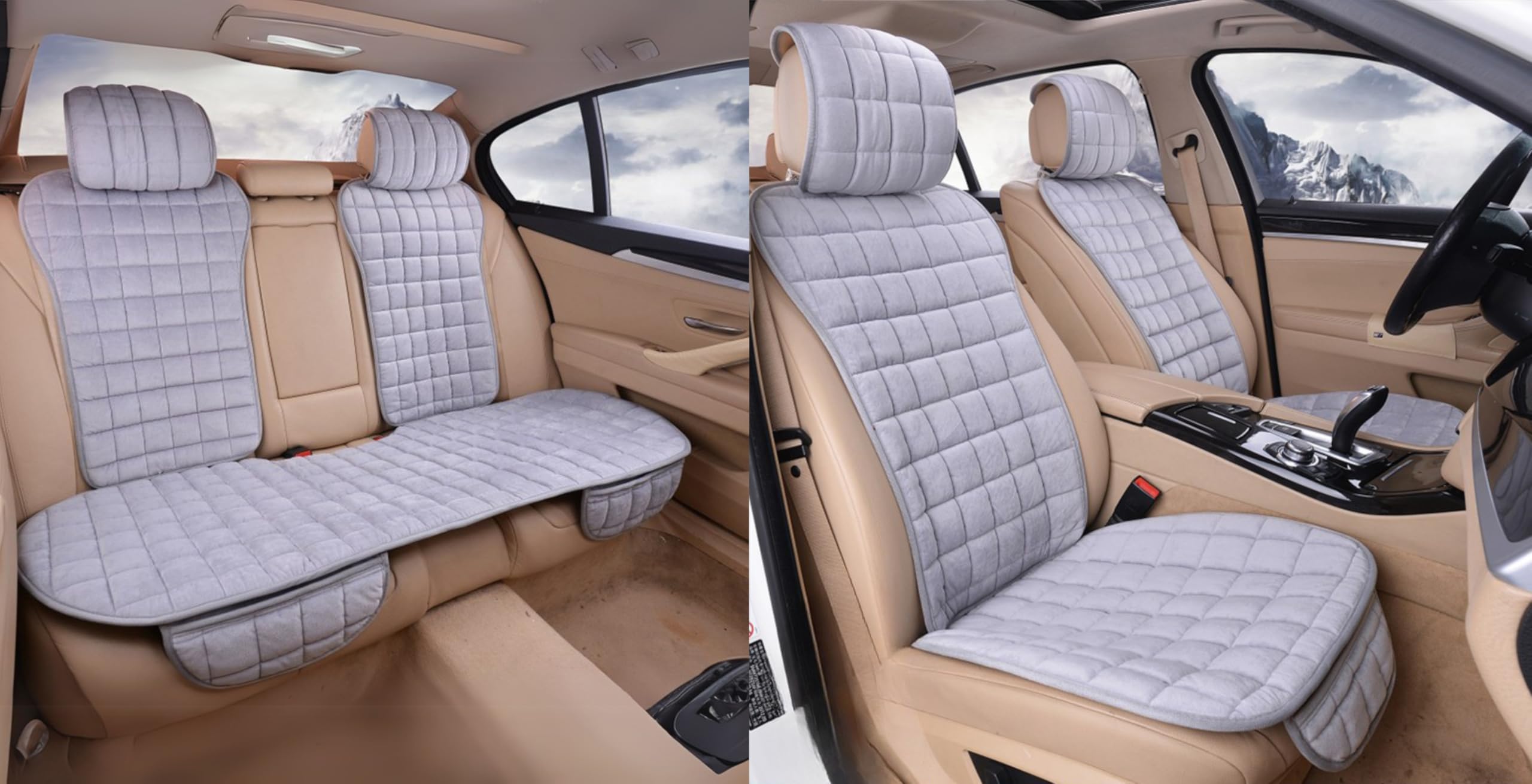 HSR 7 Pcs Set Comfortable Ultra-Soft Car Seat Cover, Breathable Flax Fabric Front & Back Seat Car Seat Cover for All Seasons - Universal Fit (7 Pcs Set)
