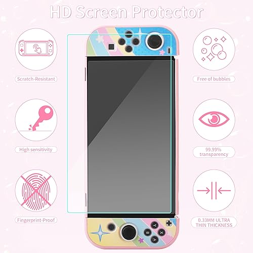 Miniatura 6 de Cute Carrying Case for Nintendo Switch OLED, Pink Travel Carry Bag for Star, Accessories with Protective Hard Shell, HD Screen Protector, Adjustable